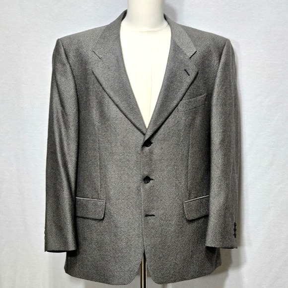 Yves Saint Laurent Blazer Wool Vintage Jacket YSL Sport Coat Mens Herringbone 46
